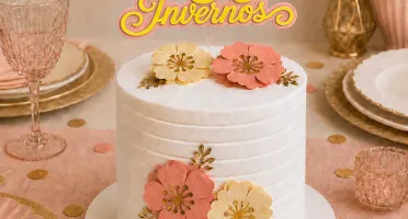 Topo de Bolo Invernos com Flores - Idades