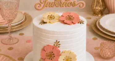Topo de Bolo Invernos com Flores - Idades