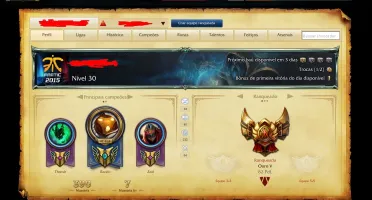 Conta criada em 2015 Ouro 5 com 62 skins e 123 campeoes