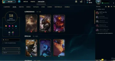Conta Sem elo./elo anterior diamante 5. 118 Champs/ 38 skins