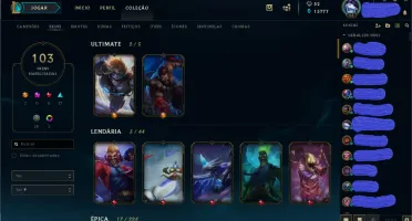 Conta Lol c/103 skins, 1.3k gasto em R$