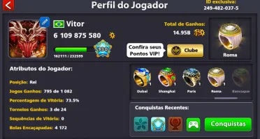 8 ball Top 9 Lendarios e 6 B