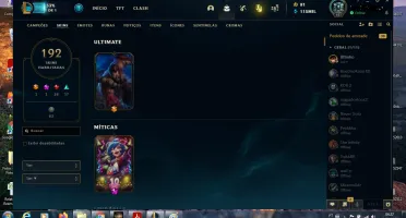 conta lol 192 skins