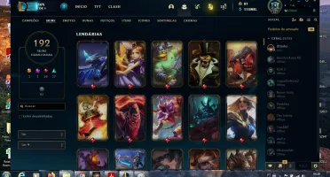 conta lol 192 skins
