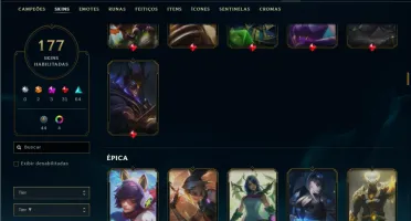Unranked com 105 Champs e 177 Skins ( MID / ADC / TOP )