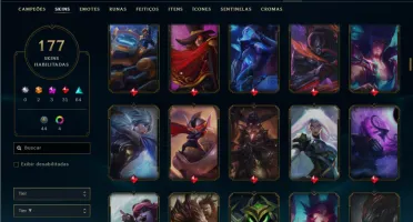 Unranked com 105 Champs e 177 Skins ( MID / ADC / TOP )