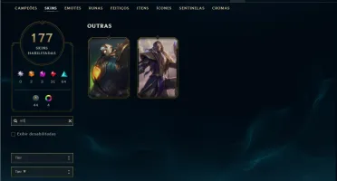 Unranked com 105 Champs e 177 Skins ( MID / ADC / TOP )