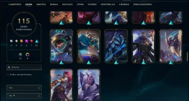 Unranked com 130 Champs e 115 Skins +3 Prestigios