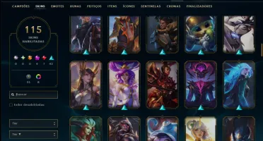 Unranked com 130 Champs e 115 Skins +3 Prestigios