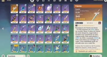 AR 49 Eula / Kazuha / Mona e arma T5 Falcão