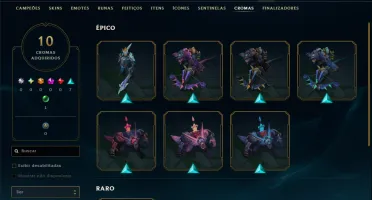 Mestre com 45 Champs e 10 Skins