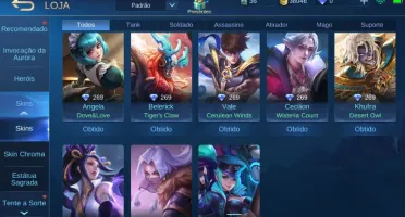 CONTA MOBILE LEGENDS, 35 HERÓIS E 56 SKINS