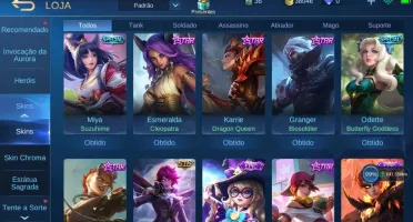 CONTA MOBILE LEGENDS, 35 HERÓIS E 56 SKINS