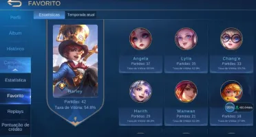 CONTA MOBILE LEGENDS, 35 HERÓIS E 56 SKINS