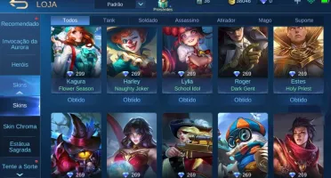 CONTA MOBILE LEGENDS, 35 HERÓIS E 56 SKINS
