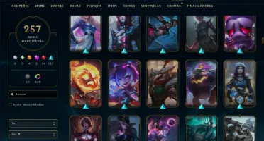 Esmeralda 1 com TODOS os Champs e 257 Skins ( JG / MID ADC )