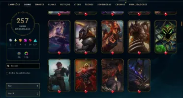Esmeralda 1 com TODOS os Champs e 257 Skins ( JG / MID ADC )