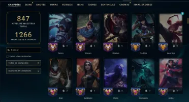Esmeralda 1 com TODOS os Champs e 257 Skins ( JG / MID ADC )