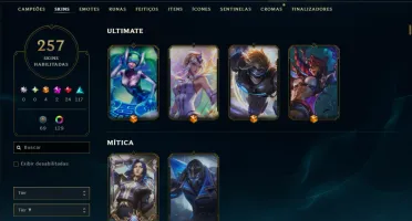Esmeralda 1 com TODOS os Champs e 257 Skins ( JG / MID ADC )