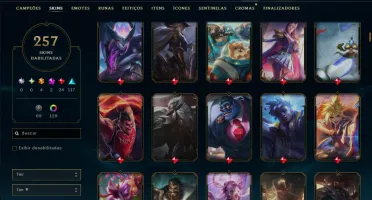 Esmeralda 1 com TODOS os Champs e 257 Skins ( JG / MID ADC )