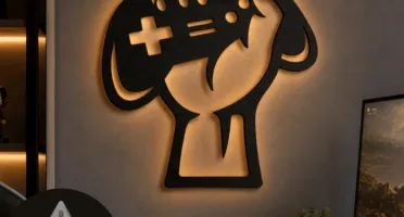Quadro Gamer Controle em MDF Preto 45 x 40 cm
