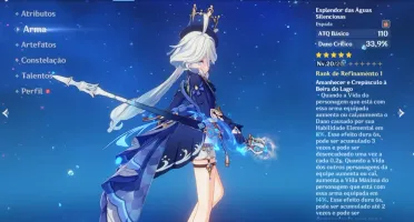 conta genshin impact AR 52 clorinde + furina + armas assinat