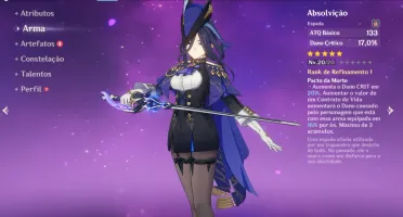 conta genshin impact AR 52 clorinde + furina + armas assinat