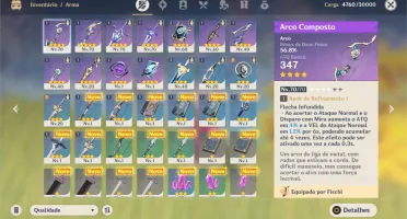 AR 37, gigi + fischl + Chongyun + 11 armas 4 estrelas
