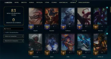Mestre com 110 Champs e 9 Skins +21 Fragmentos