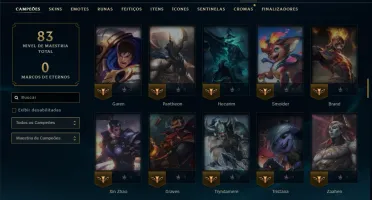 Mestre com 110 Champs e 9 Skins +21 Fragmentos