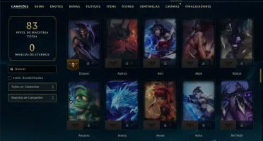 Mestre com 110 Champs e 9 Skins +21 Fragmentos