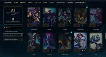 Mestre com 110 Champs e 9 Skins +21 Fragmentos