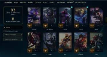 Mestre com 110 Champs e 9 Skins +21 Fragmentos