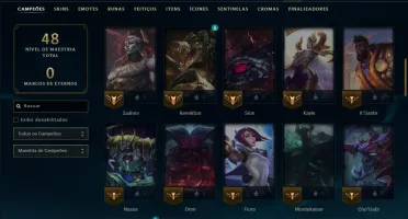 Platina 3 com 65 Champs e 4 Skins