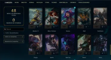 Platina 3 com 65 Champs e 4 Skins