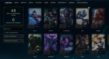 Platina 3 com 65 Champs e 4 Skins