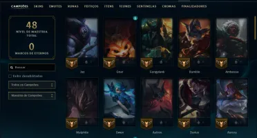 Platina 3 com 65 Champs e 4 Skins