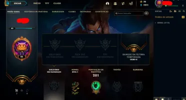 LOL (CONTA UNRANKED MAIN SUPORTE, SEASON PASSADA GOLD 2)