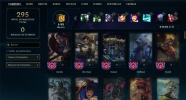 Bronze 3 com 100 Champs e 54 Skins + 2 Prestigios