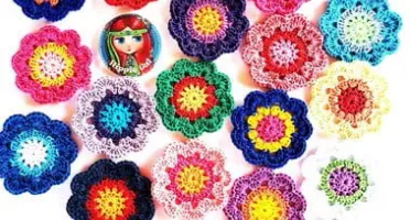 Flor Primavera em Crochê (7cm)