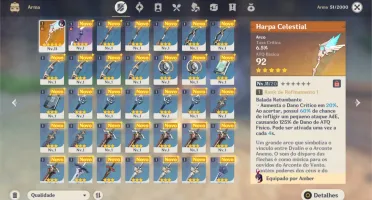 Conta Genshin Impact ar10 Fischl + Harpa Celestial