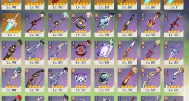 Genshin Impact endgame 20 heróis 5*, 9 armas 5*, 27 resinas