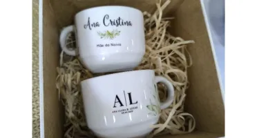 Kit 2 Xícaras e Caixa MDF Personalizadas
