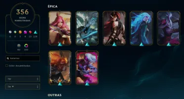 Conta 2013 - Main katarina com todos campeões e 356 skins