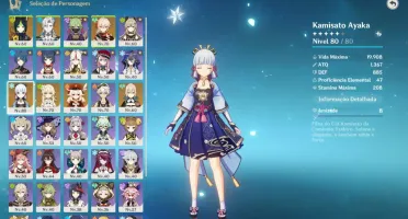 Conta Genshin Ar 53 - Ayaka, Neuvillette, Kazuha, Klee