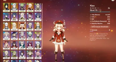 Conta Genshin Ar 53 - Ayaka, Neuvillette, Kazuha, Klee