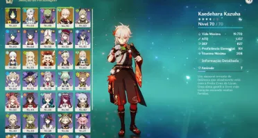 Conta Genshin Ar 53 - Ayaka, Neuvillette, Kazuha, Klee