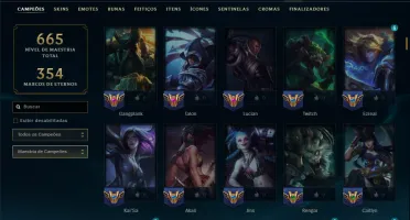 Diamante 1 com TODOS os Champs e 84 Skins ( 75 PDL )