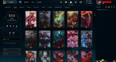 250 SKINS,  1434 DE RP. ICONES E SKINS UNICAS DESSA CONTA