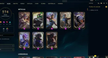 Conta lol 270 skins +9 skins prestígio(leva email original)